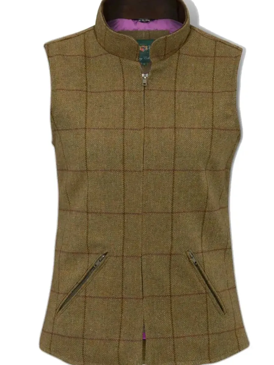 Women Alan Paine Rutland Shooting Waistcoat - Ladies Waterproof Tweed - Lich