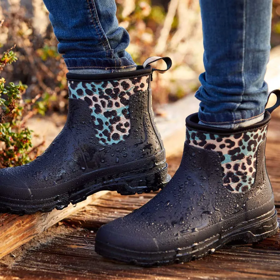 Ariat Kelmarsh Shortie Rubber Boots - Womens - Black / Leopard Camo
