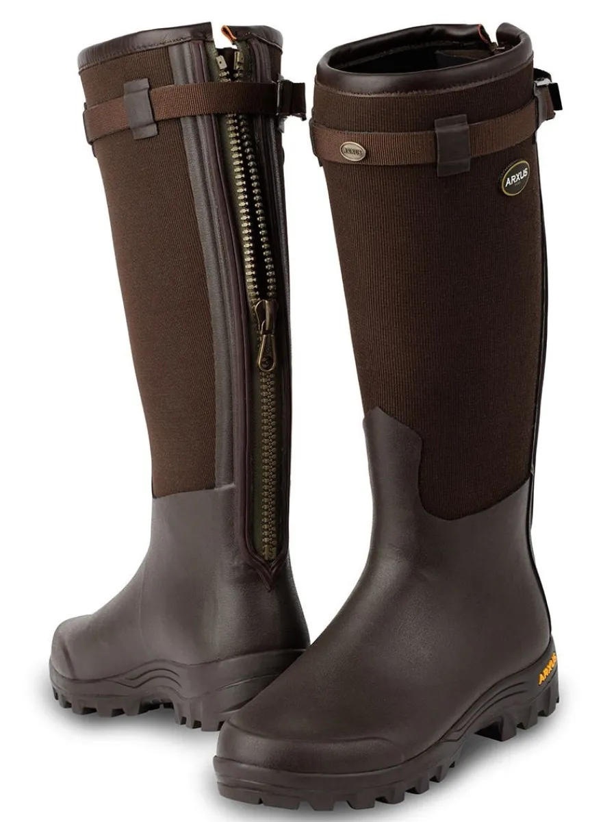 Arxus Primo Country Zip Wellington Boots - Neoprene Lined - Olive