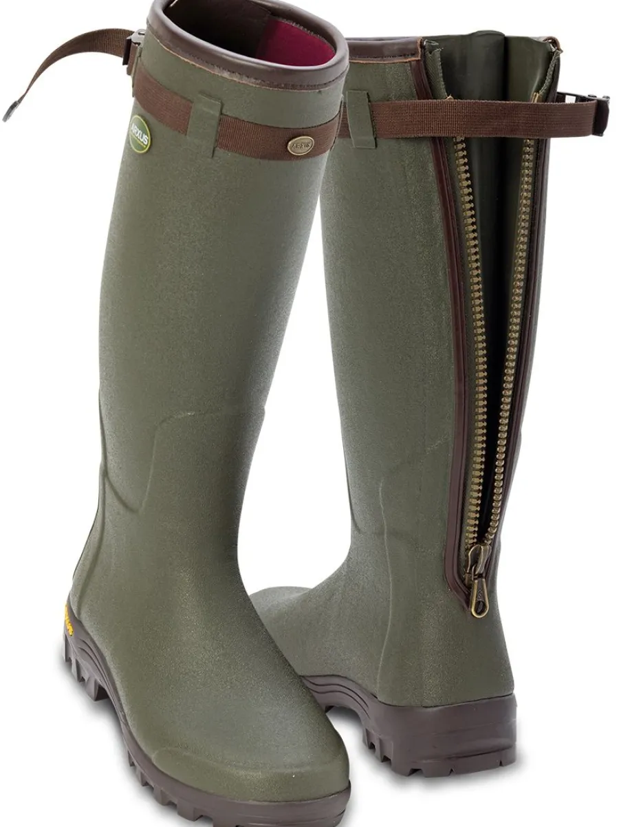 Arxus Primo Nord Zip Wellington Boots - Neoprene Zip - Dark Olive
