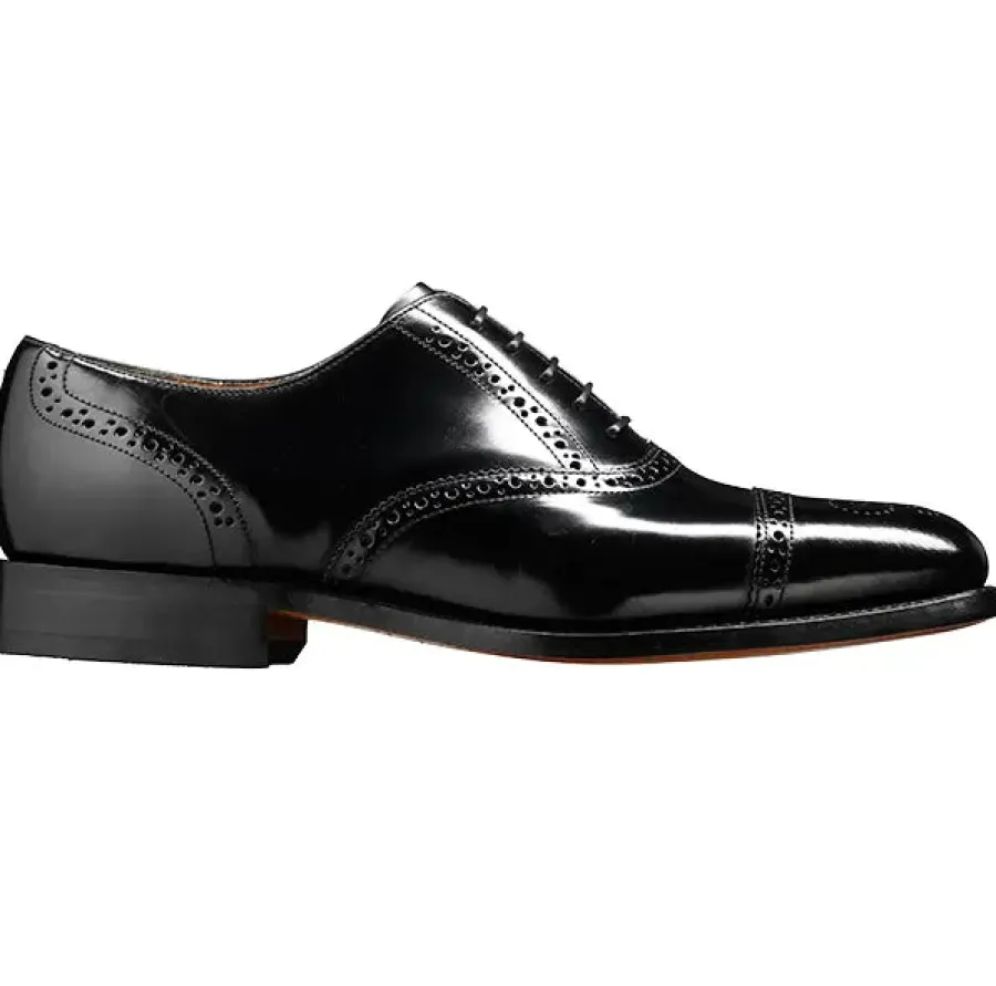 barker_alfred_shoes__mens_2.webp Barker Shoes BARKER Alfred Shoes - Mens Semi Brogue Oxford - Black Hi-Shine