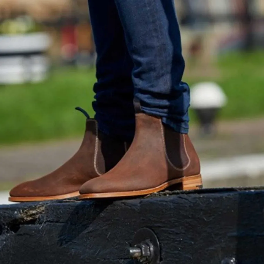 Barker Shoes BARKER Mansfield Chelsea Boots - Mens - Brown Waxy Suede