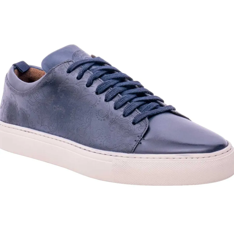 Barker Shoes BARKER Paisley Sneakers - Mens - Navy Hand Painted
