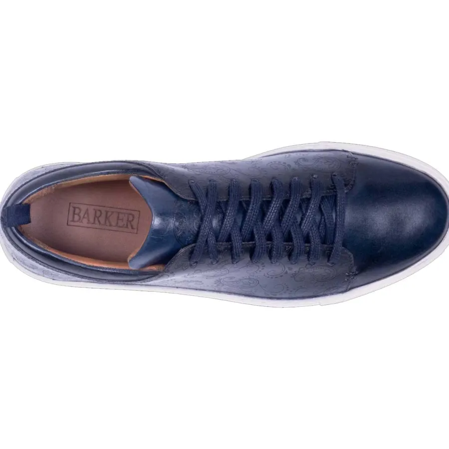 Barker Shoes BARKER Paisley Sneakers - Mens - Navy Hand Painted