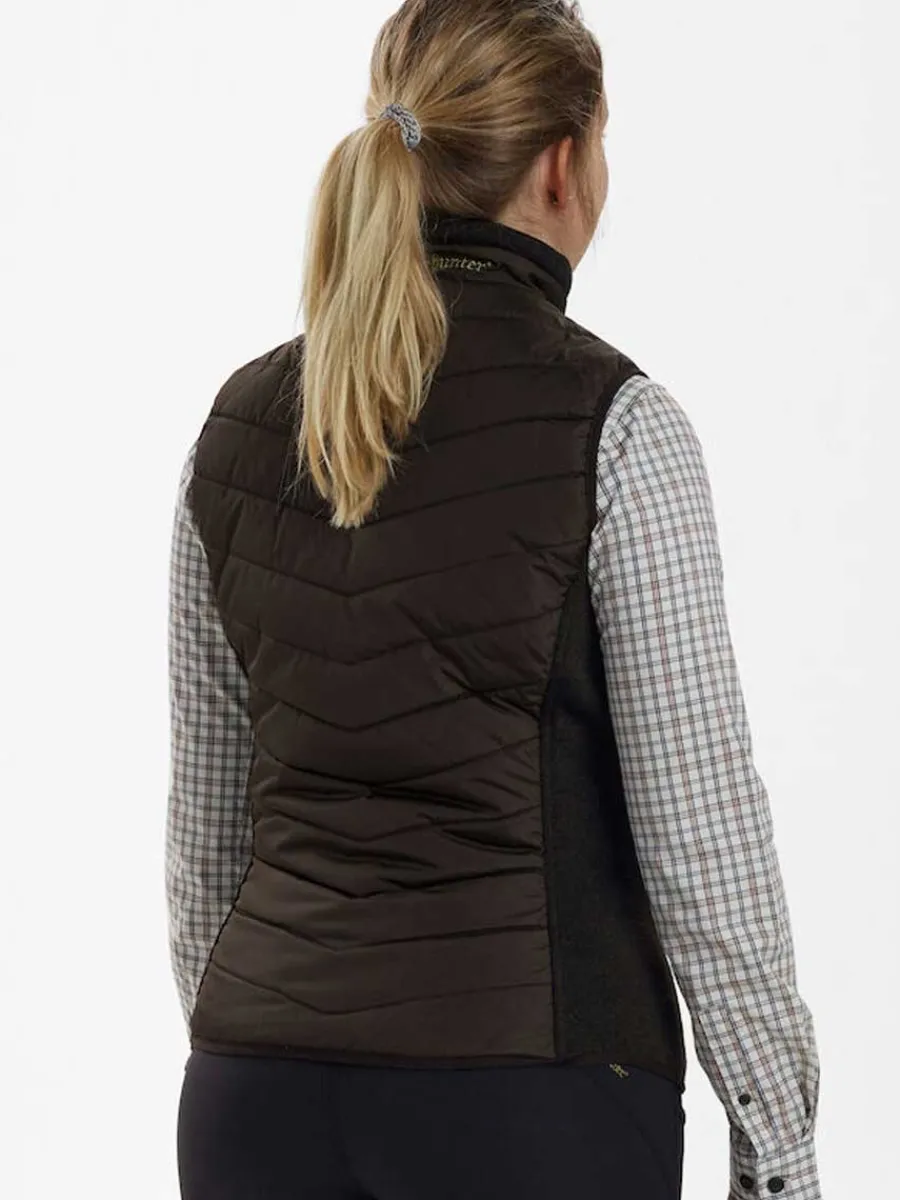 Women Deerhunter Lady Caroline Padded Waistcoat with Knit - Brown Leaf