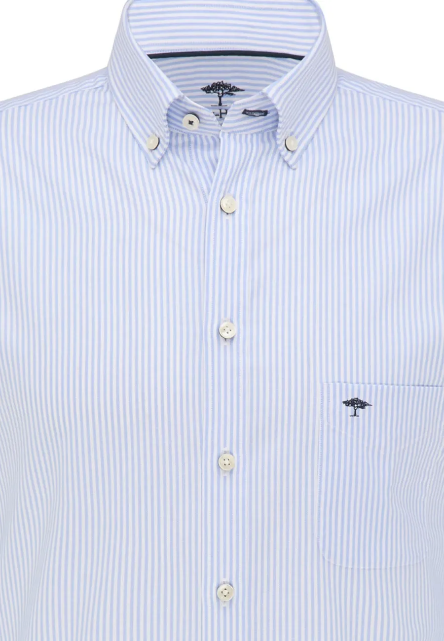 fynch_hatton_oxford_shirt_1-3.webp Fynch Hatton Oxford Shirt - Men's Soft Cotton – Light Blue Stripe