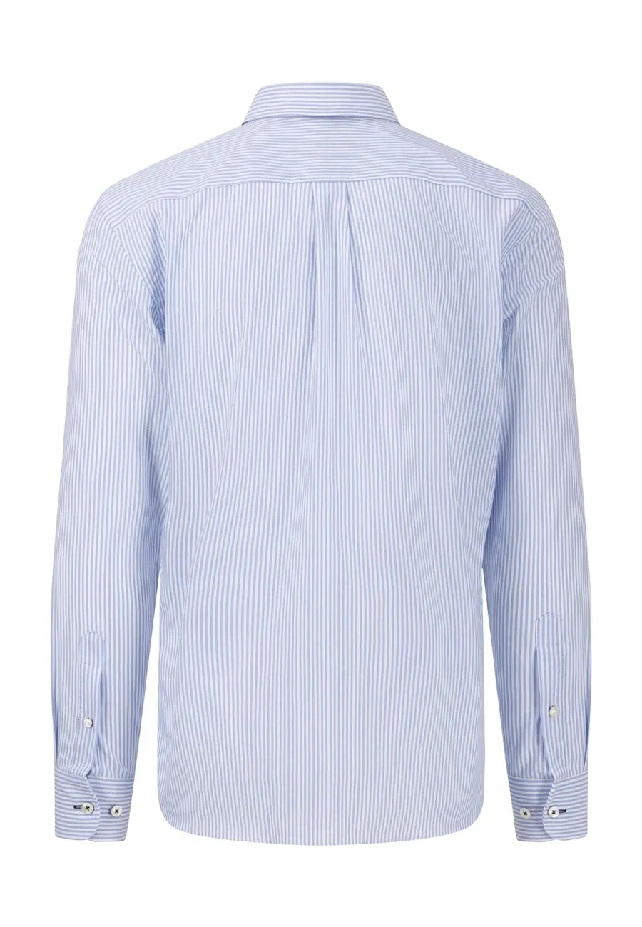 fynch_hatton_oxford_shirt_2-3.webp Fynch Hatton Oxford Shirt - Men's Soft Cotton – Light Blue Stripe