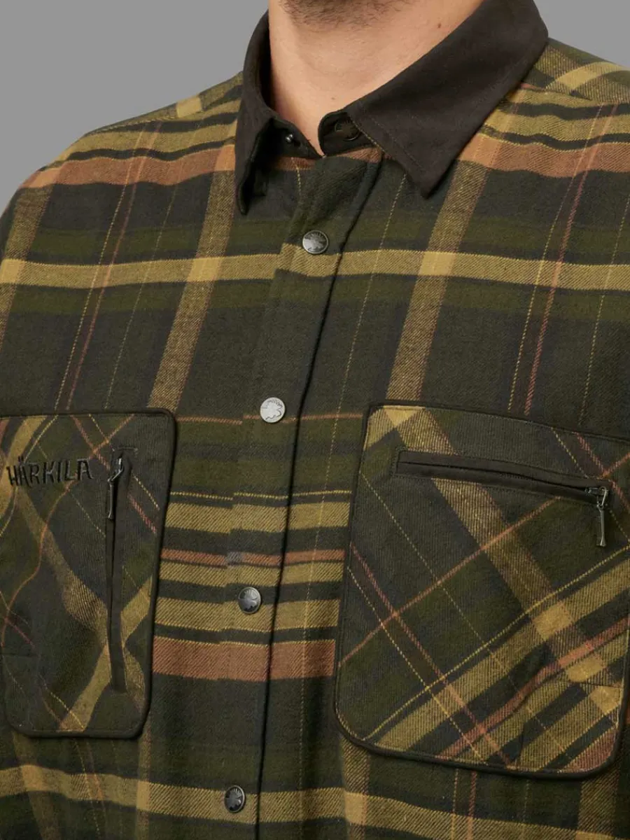 Harkila Pajala Shirt - Mens Brushed Cotton - Green/Brown Check
