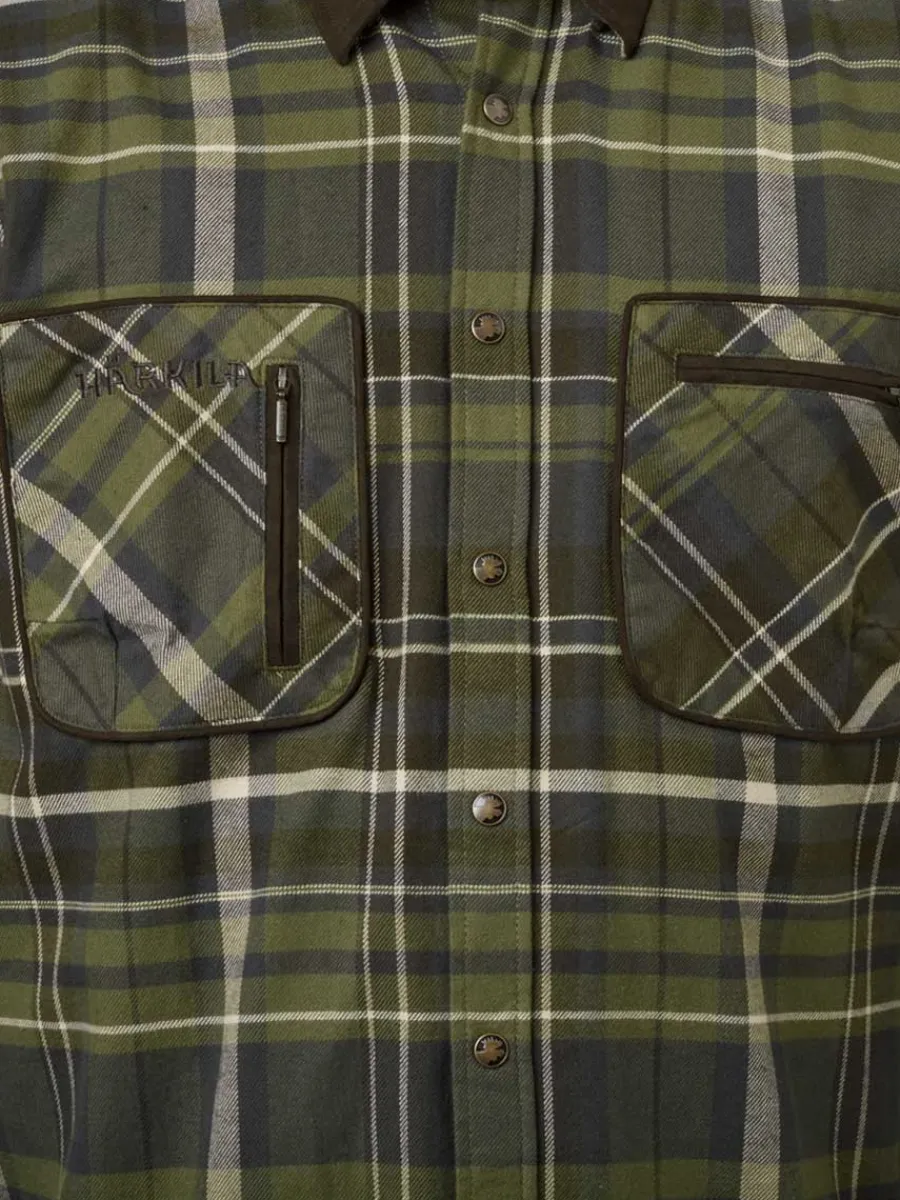 Harkila Pajala Shirt - Mens Brushed Cotton - Olive Check