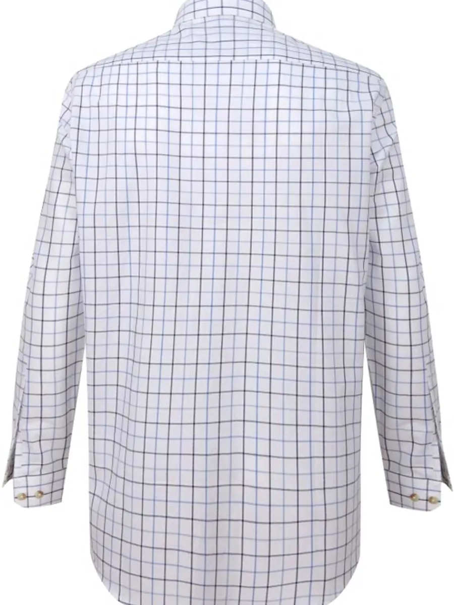 Hoggs of Fife Viscount Premier Tattersall Shirt - Mens - White & Navy
